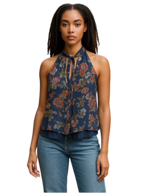bishop + young Tops - Bishop + Young Medium Cutout Floral Neck tie Tank Top